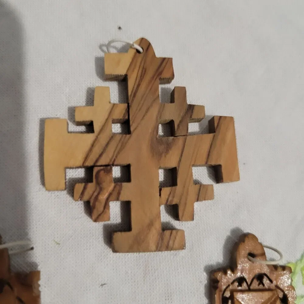 Lot of 8 Olive Wood Crosses pendants ornaments Jerusalem Bethlaham Holy Land